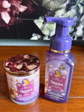NEW 2-Pc Disney Princess Rapunzel Single Wick Candle & Foaming Hand Soap BBW
